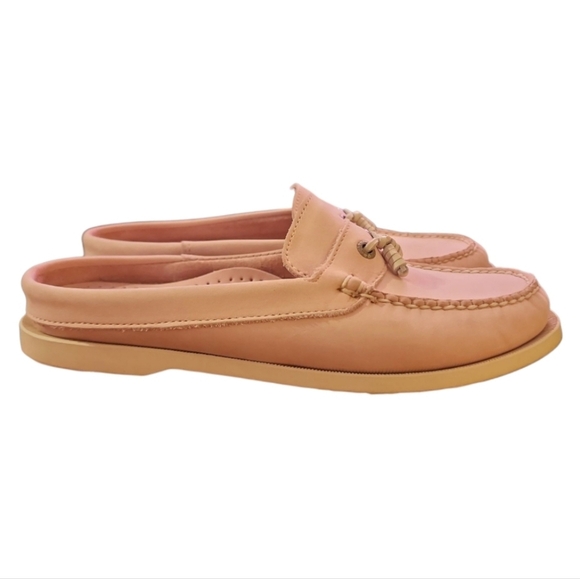 LL Bean Nubuck leather slip on Mule Loafer size 8 W Petal Pink Pastel Coastal - Picture 2 of 7